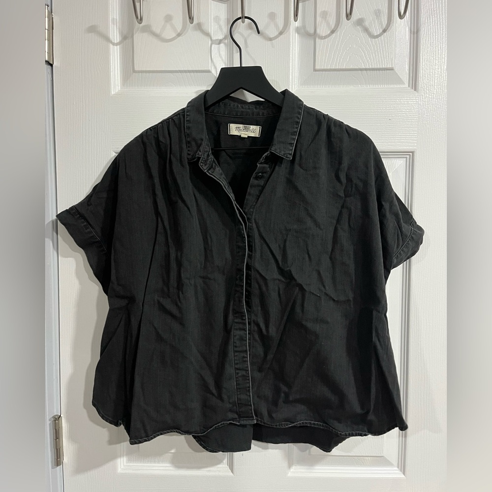 Madewell Gray Button Down Short Sleeve Shirt